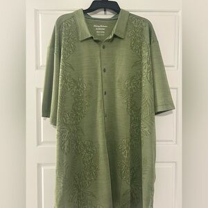 NWT Men Tommy Bahama 4XLT Olive Palm Coast Cascade Vines IslandZone® Knit Shirt